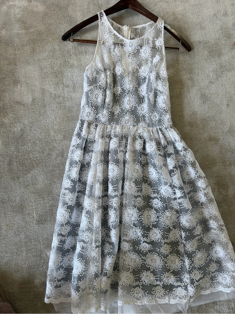 Badgley Mischka White Lace Midi Dress